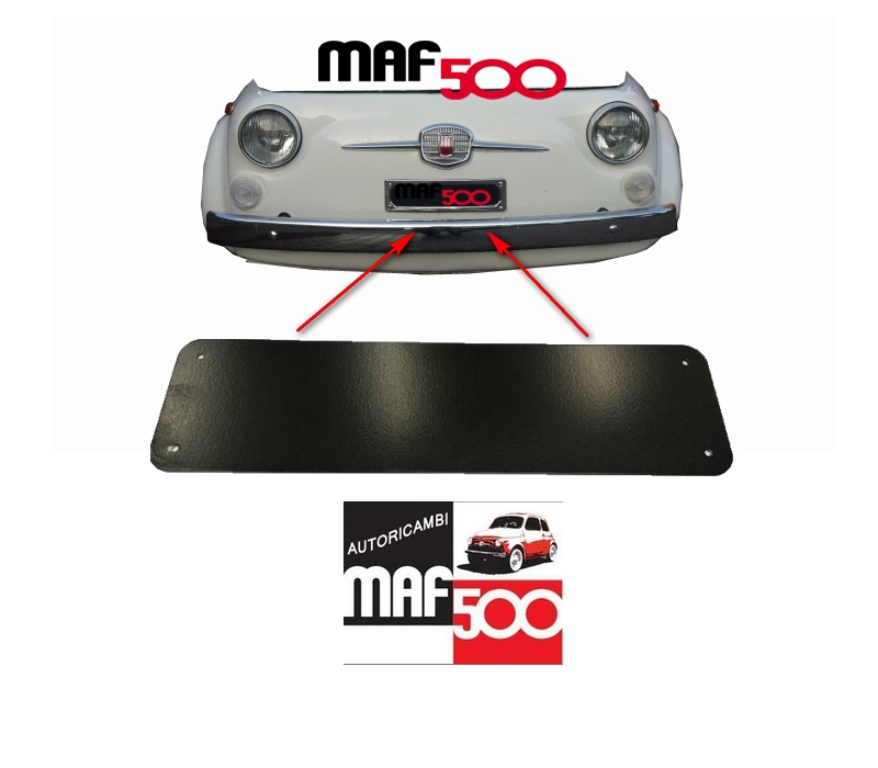 Supporto porta targa anteriore in metallo su frontale Fiat 500 - Supporto porta  targa