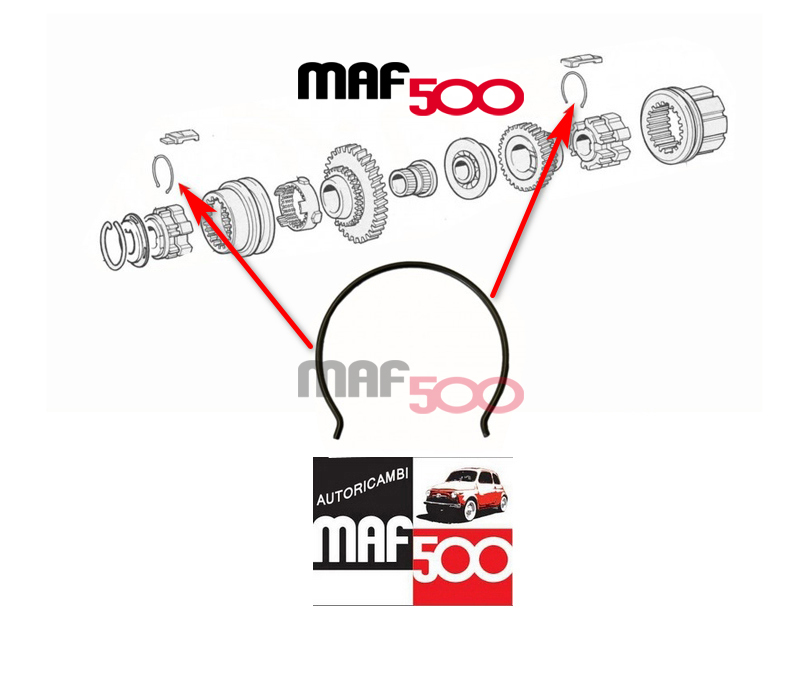 Molla ad anello per fermo mozzo scorrevole cambio sincronizzato Fiat 500 R - 126