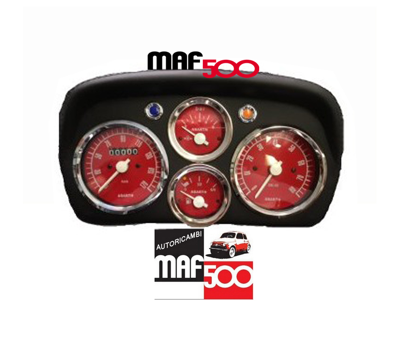 Cruscotto in pelle sportivo 4 strumenti Abarth Rossi Fiat 500 F L R