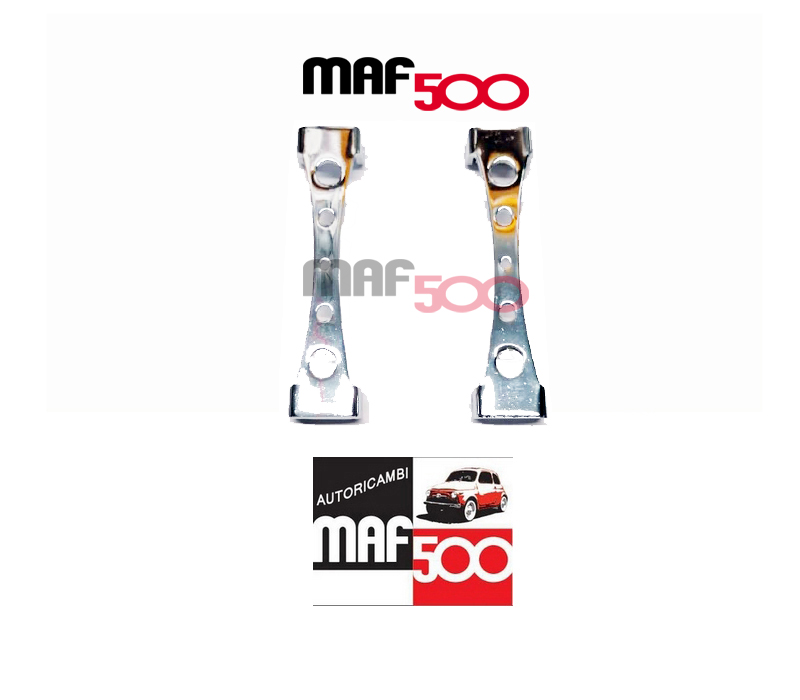 Coppia staffe alzacofano cromate forate Fiat 500 N D F L R