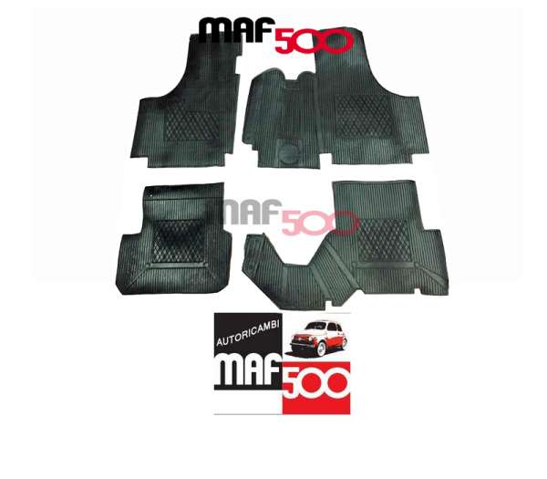 Serie 4 pezzi sovra tappetini in gomma nero Fiat 500 D F L R