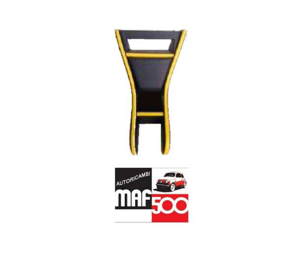 ABI84 Mobiletto portaradio in ecopelle nero con bordo giallo Fiat 500