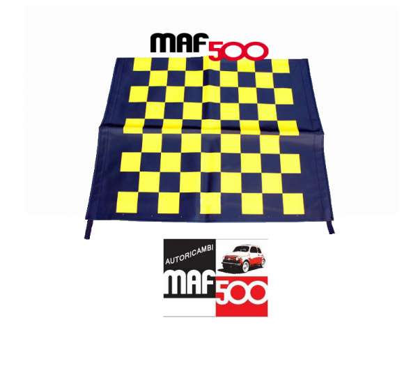 CAP23 Telo capote a scacchi giallo e nero Fiat 500 F L R