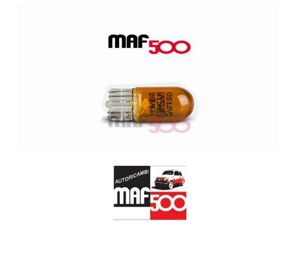 Lampadina frecce laterali arancione per gemme bianche12V 5W Fiat 500