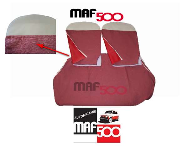 Kit tappezzeria fodere Rosse in tessuto zebrato con Lunetta Avorio Fiat 500 D