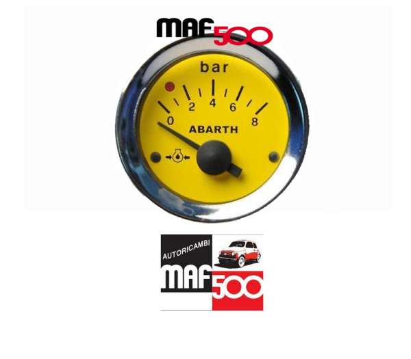 Strumento pressione olio motore Giallo Abarth Ø 52 mm Fiat 500