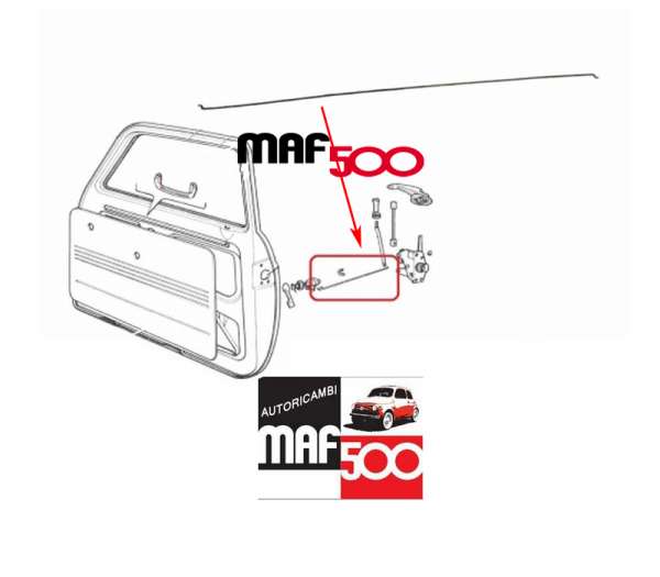 Asta lunga collegamento meccanismo serratura porta alla maniglia apriporta Fiat 500 F L R