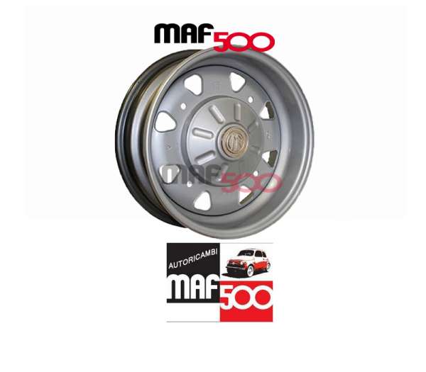 Cerchi in ferro CMR 4.5 R12 con coppetta cromata - Omologato alta qualità - Fiat 500